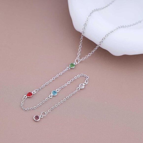 Stylish Y Drop Crystal Necklace with Rainbow Rhinestone – Perfect Gift for Women - Picture 4 of 7